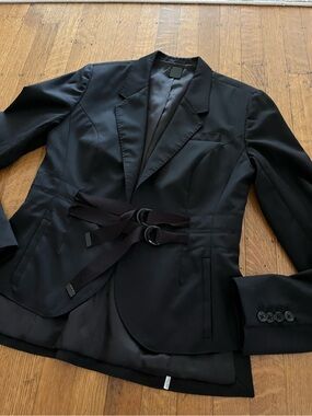 Shipley & Halmos Black Cinch-Belt Blazer Curated Vintage